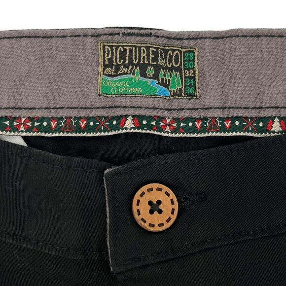 Picture Organic Clothing Men's Cuffed Chino Pants Black 32x30 - Picture 8 of 12